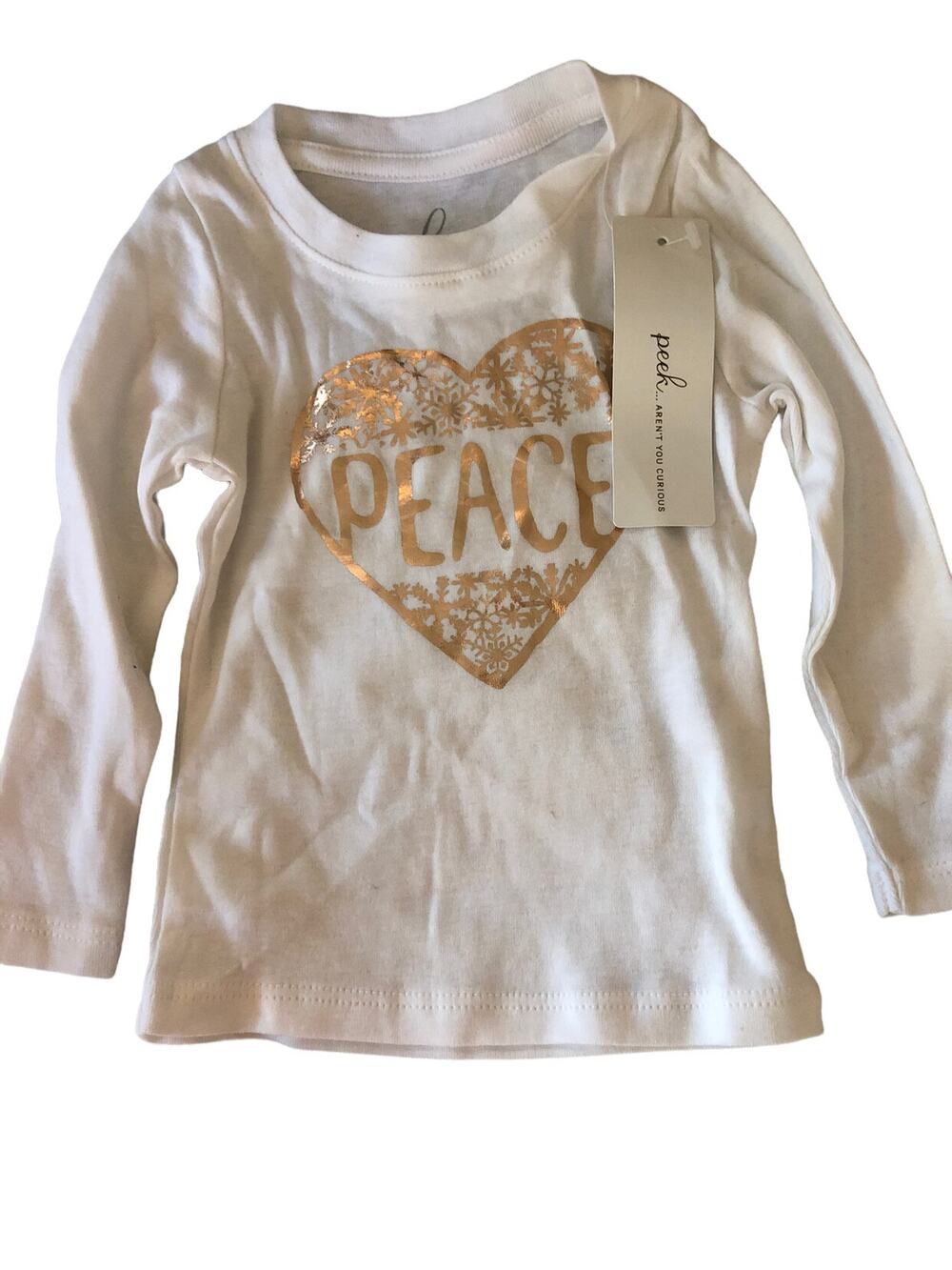 NEW Peek White Gold Peace Heart Shirt 3-6m